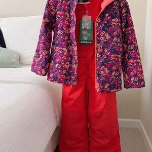 Columbia Kids  Jacket and Kamik Snow Pants Set - Pink, Orange and Purple Floral